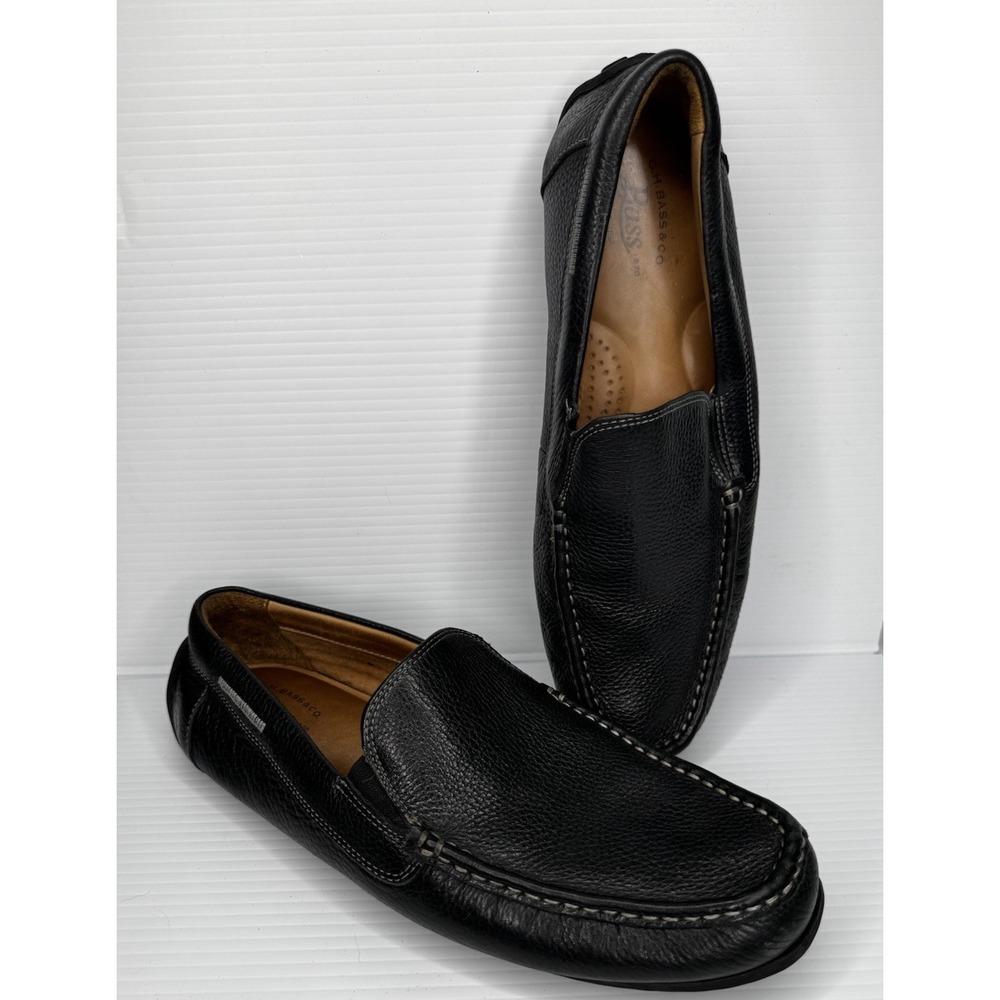G.H. Bass & Co. Bass Mario Men's 11M Black Leather Slip-On Driving Loafers